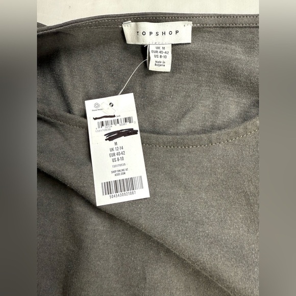 Topshop Gray Asymmetrical cutout ruched midi Dress size M - Picture 12 of 15